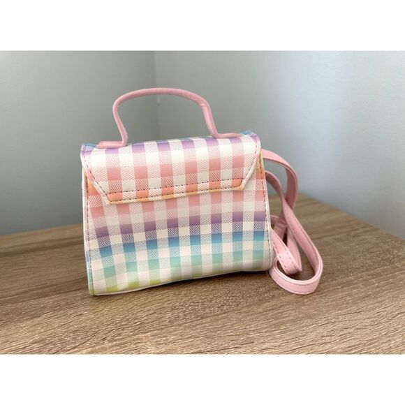 NWOT Wonder Nation Gingham Checkered Pastel Rainbow Plaid Mini Crossbody Bag - Picture 4 of 6